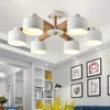 Lampes suspendues Nordic LED Log Lustre Salon Étude en bois Duplex Bâtiment Creative Style minimaliste Noir et blanc Restaurant