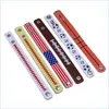 Charm Bracelets Creative Commemorative Fans Bracelet Men Sports Snap Closure Wristband Pu Leather Independence Day Flag Bracelets 297 Dhz3K