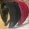 Headbands Wine Red Lace Hairband Toothed for Women Hair Accessories Solid Wide Head Band Face Washing Adults Headbands Plain Women Hoop T221007