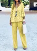 Kvinnors tvådelade byxor Herrspårar Zanzea Summer Bohemian Suits Two Piece Set Floral Printed Pant V Neck 3 4 Sleeve Blouse Urban Tracksude 2st 221006