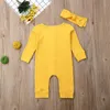 Rompers 4 Farbe Neugeborene Baby Kleidung Strampler Junge Mädchen Langarm Spielzeuganzug Baby Kleidung Jumpsuit Stirnband Kleidung Outfits 2020 J220922