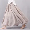 Skirts Women Linen Cotton Long Elastic Waist Pleated Maxi Beach Boho Vintage Summer Faldas Saia 221007