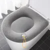 Крышка сидений туалета Ванная комната с ручкой с близким вымывающимся мягким зимним теплым ковриком подушка O-образного биде A89