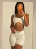 Kvinnors sp￥rningsdr￤kter 2022 Crop Top and Shorts Joggers Women Two Piece Set Summer Outfits Loungwear Jogging Sportwear Sexy Tracksuit