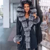 Manteau en fourrure véritable pour femme avec col en cuir épais Camouflage naturel Veste d'hiver Zipper Ladies Heavy Slim07