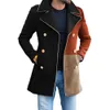 Men's Fur Faux Fur Autumn and winter 2022 new coat lapel youth color-blocking wool casual double-breasted trench coat for men T221007