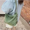 Avondtassen vrouwelijk canvas stof middelgrote vierkante crossbody tas tiener eenvoudige textiel groene hobo zakzijde slouchy