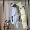 Womens Down Parka Fashion Fluffy Warm Hooded Coats Zipper Color Block 90% White Duck Filling Oversize Loose Casual Giacche invernali 221007