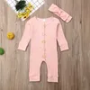 Rompers 4 Farbe Neugeborene Baby Kleidung Strampler Junge Mädchen Langarm Spielzeuganzug Baby Kleidung Jumpsuit Stirnband Kleidung Outfits 2020 J220922