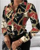 2023 ESTATE camicette da donna Camicie Fashion Chain Leopard Printed Lady Office Shirt Elegante camicetta con colletto rovesciato Bottoni casual Manica lunga Nuove donne autunno Top