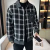 Mäns päls faux päls hösten vinter pläd ulljackor män klassisk mode casual business trench coat kort social vindbrytare streetwear överrock t221007