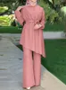 Vêtements ethniques ZANZEA Femmes Costume Musulman Ourlet Irrégulier O Cou Chemisier Jambe Large Pantalon Mode Casual Élégant Vacances Vintage Abaya Kaftan Outwear 221007