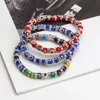 S3237 Fashion Jewelry Strands Evil Eye Glass Beads Bracelets For Women Elastic Colorful Beaded Blue Eyes Bracelet