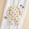 Rompers Baby Newborn Girls Boys Romper Fashion Rainbow Print Long Sleeve Jumpsuit Cotton And Linen Romper Outfit J220922