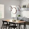 Pendant Lamps Simple 5/3 Rings Lights For Dining Room Bar White/Brown Suspension Luminaire Home Deco Hanging Dimming RC Lamp