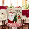 Chair Covers 1PC Non-woven Christmas Cover Dress Classic Santa Claus Snowman Burlap Kitchen Dining Slipcovers Home Party Decor