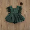 رومبس لطيف طفلة ملابس الصيف الدانتيل مطرزة على أكمام رومبير القطن بذلة الزي playsuit sunsuit الملابس j220922