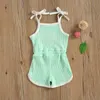 Rompers 04y Summer Summer Baby Baby Girls rompers Rainbow Print Serpless Chemustring Belesuits Kid Baby Girl Suits Clothing J220922