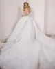 Princesse Dubai A Line Marid Robes pour mariée Scoop Sequin Long Manches France Brides Bridal Lace Up Robes de Mariage