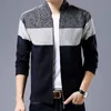 Menströjor Spring Winter Mens Cardigan SingleBreasted Fashion Knit Plus Size Sweater Stitching ColorBlock Stand Collar Coats Jackor 221008