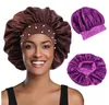 Nowo kobiety satynowe czapka maska ​​miękka elastyczna opaska jedwabista nocna czapka do spania włosy Salon Salon Makeup Hair Care Turban Accessoriet