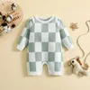 Rompers Spring Baby Clothes Girls Boys Romper Autumn Long Sleeve Girl Knit Dambord Jumpsuit J220922