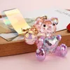 Car Acrylic Symphony Faceted Bear chain Heart Leather String Bag Pendant Female Women Accessories Key Holder 1008