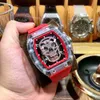 wielofunkcyjny superklonowy zegarki na rękę na rękę luksus Richa Milles Designer Crystal Transparent Skull Men's World Men Mechanical Watch H L9CJ