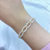 Ketting oorbellen set lente zomer 3-4 mm heldere gierst kralen witte zoetwater rijst parel handgeweven kanten armband mode sieraden