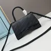 Balenciaga Bag Women Hourglass Crossbody Bag Half Moon Shoulder Bags äkta läder silver hårdvara borttagbar strap metall bokstäver magnetisk spänne interiör zip