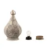 Lampes de table 11,5 pouces style marocain lanterne lampe à piles en métal avec ampoule Edison pour salon chambre jardin extérieur intérieur