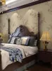 Обои американская ретро -спальня вышивая бесшовная ткань стена покрытие