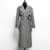 Women's Wool Blends Casual European och American Print Belted Double-Sided Hepburn Coat Temperament High-End Mid-Längd Trench 221007