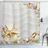 Shower Curtains Starfish Conch Sand Curtain Seaside Beach Holiday Scenery Bathroom Decor Bath Screen Waterproof Fabric Hooks Set