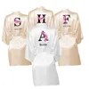 Women's Sleepwear Women's Personalised Bride Robe Custom Name Birthday And Bridesmaid Dressing Gown Satin Bridal PajamasWomen's