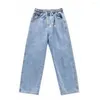 Heren jeans lente herfst herfst denim broek sterren patroon vaste kleur ritssluiting wijd been losse Koreaanse stijl recht