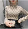 Vrouwen Designer Sweatshirts Hoodies Half Turtleneck Base Shirt Lange Mouw Slim Tops Fashion Letter Print Undershirt K10434