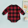 Rompers Newborn Baby Boys Girls Christmas Romper Clothes Plaid Print Long Sleeves Casual Jumpsuits Spring Autumn Clothes J220922