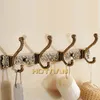 Hooks Rails Aan Antique Brass Robe Wall Mount Handduk Holder Badrumstillbehör Arrangör Luxury Clothes Rack YT3012 221007