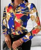 2023 ESTATE camicette da donna Camicie Fashion Chain Leopard Printed Lady Office Shirt Elegante camicetta con colletto rovesciato Bottoni casual Manica lunga Nuove donne autunno Top