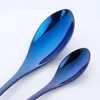 Set di stoviglie 4 pezzi Set di posate viola in acciaio inossidabile coltello blu forchetta tavolo stoviglie nere goccia