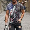 T-shirt da uomo 3D Retro Style Stampato Mens Casual Loose Streetwear Hip Hop Trend Oversize Top O-Collo Manica corta