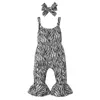 Rompers Baby Girls Summer Strampler mit Stirnband Ärmel und Schultergurte Zebrafabra Muster Lange Stretchhose Strampler Jumpsuit J220922