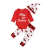 Kleidung Sets Schöne Baby Junge Mein Erstes Weihnachten Brief Strampler Kinder T-shirts Hose geboren Hut Outfits Mädchen Weihnachten Set Herbst 2PCS 221007