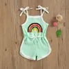 Rompers 04y Summer Summer Baby Baby Girls rompers Rainbow Print Serpless Chemustring Belesuits Kid Baby Girl Suits Clothing J220922