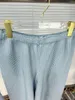 Magliette da donna Abito plissettato Miyake Moda estiva da donna Pantaloni a gamba larga di fascia alta in due pezzi