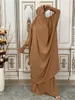 Roupas étnicas Roupa de oração muçulmana Islam Khimar Hijab Dubai Abaya Jilbab 2 Peças Conjunto de Turquia Black Ramadan, arábica Ramadan Hats 221007