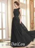 Partykleider, A-Linie, Empire-Stil, eleganter Abschlussball, formelles Abendkleid, Illusionsausschnitt, ärmellos, bodenlang, Georgette-Perlen, Spitze mit Applikationen