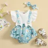 Rompers 018m Babhirgher Summer2 Piece Outfit Sets Cotton Flying Sleeve Flower