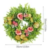 Dekorativa blommor Alla hjärtans dag Garland Fake Pink Roses Cane Silk Flower Green Leafs Wedding Decoration